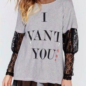Wildfox Thirsty Manchester Vampire Dracula Oversized T-Shirt